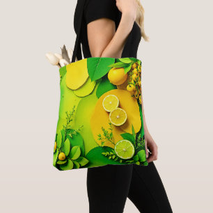 Abstract Lemon Lime Nature Art Tote Bag