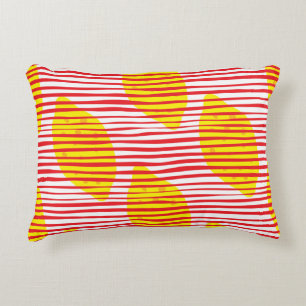 Abstract lemon with leaf seamless pattern. Hand dr Decorative Cushion