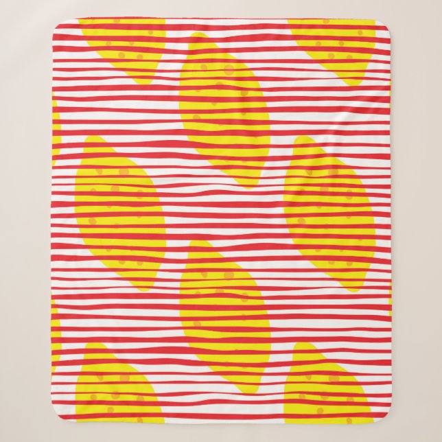 Abstract lemon with leaf seamless pattern. Hand dr Sherpa Blanket (Front)