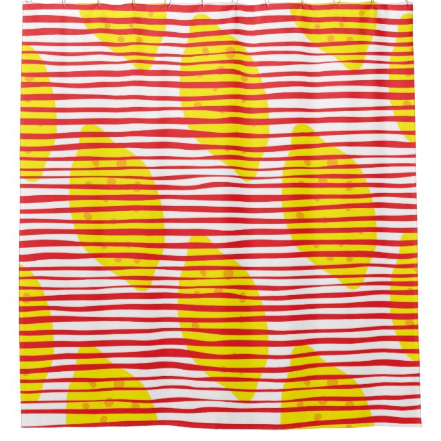 Abstract lemon with leaf seamless pattern. Hand dr Shower Curtain (Front)
