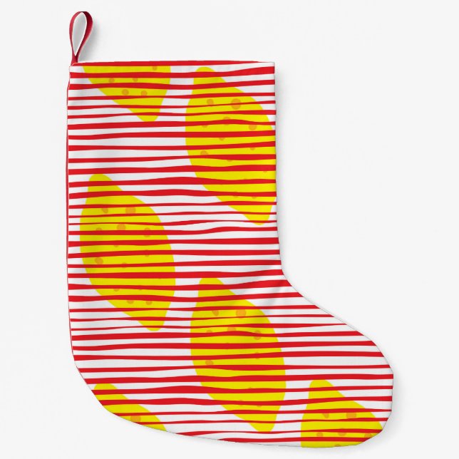 Abstract lemon with leaf seamless pattern. Hand dr Small Christmas Stocking (Front)