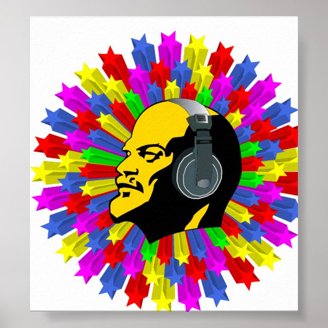 Abstract Lenin Head in Star Circle Poster (Front)