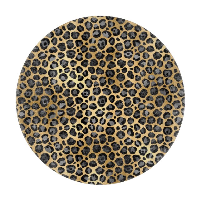 ABSTRACT LEOPARD GOLD TRAY CUTTING BOARD (Front)