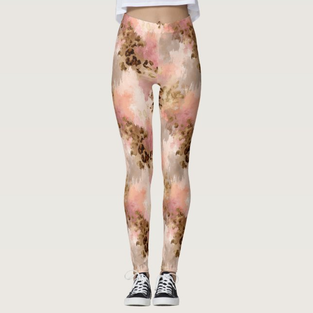 Abstract Leopard Print Leggings (Front)