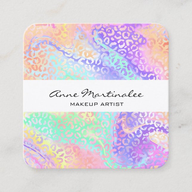 Abstract Leopard Print Marble Square Business Card (Front)