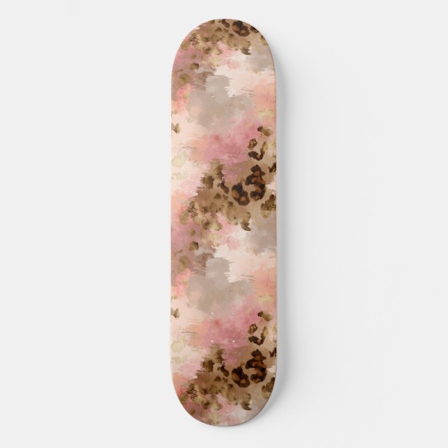 Abstract Leopard Print Skateboard (Front)