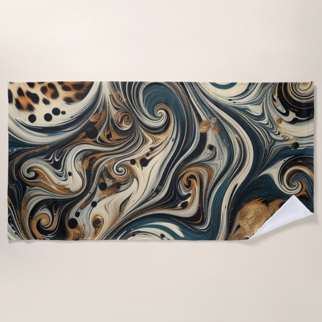 Abstract Leopard Print Swirl Beach Towel (Front)