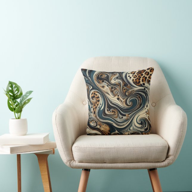 Abstract Leopard Print Swirl Cushion (Chair)
