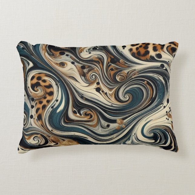 Abstract Leopard Print Swirl Decorative Cushion (Front)