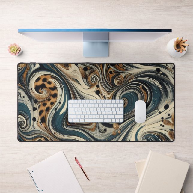 Abstract Leopard Print Swirl Desk Mat (Office 1)