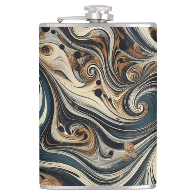 Abstract Leopard Print Swirl Hip Flask (Front)