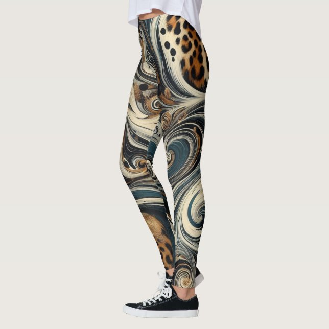 Abstract Leopard Print Swirl Leggings (Left)