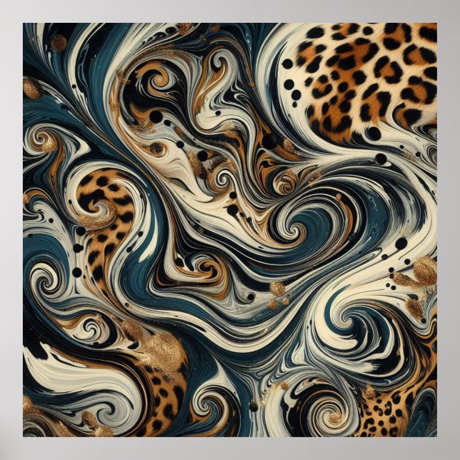 Abstract Leopard Print Swirl Poster (Front)