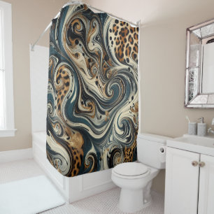 Abstract Leopard Print Swirl Shower Curtain