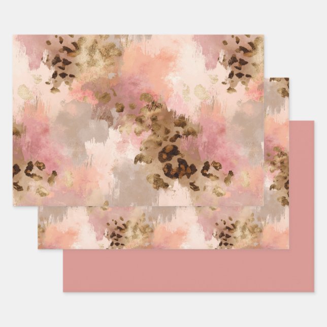 Abstract Leopard Print Wrapping Paper Set  (Set)