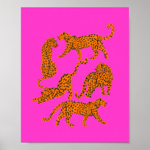 Abstract leopard with red lips illustration  poster