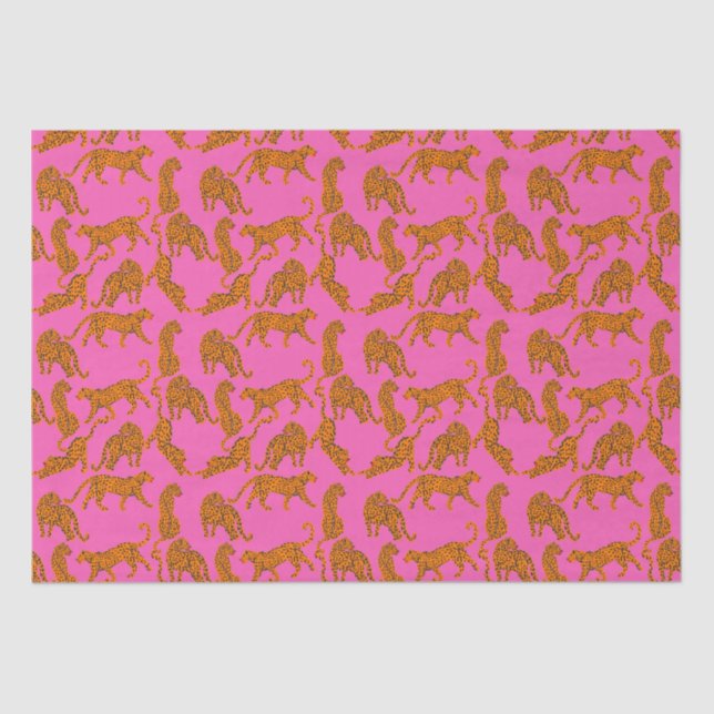 Abstract leopards with red lips and earnings  wrap tissue paper (Front)