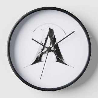 Abstract Letter A Black & White Modern Wall Clock