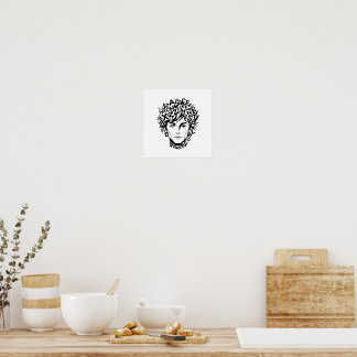 Abstract Letter Art Human Face Vector style Poster