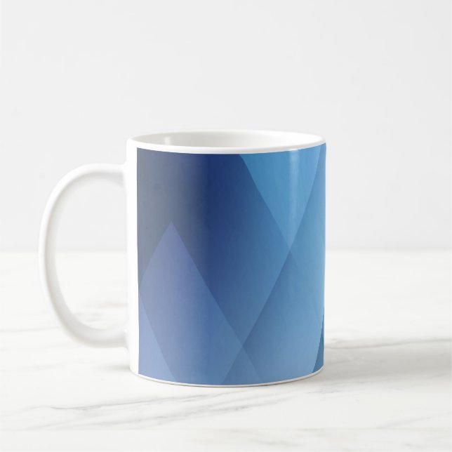 Abstract light background. Blue triangle pattern.  Coffee Mug (Left)