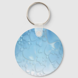 Abstract light blue hearts key ring