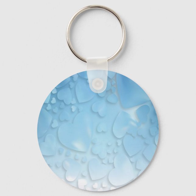 Abstract light blue hearts key ring (Front)