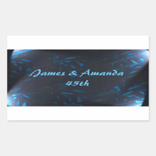 Abstract light blue on black Anniversary Stickers