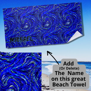 Abstract Light & Dark Blue Swirls Beach Towel