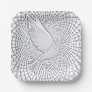 Abstract Light Grey Dove Bird Paper Plate