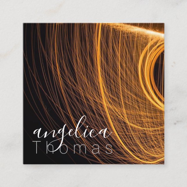 Abstract Light Painting | Expressive Square Business Card (Front)