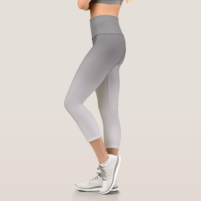 Abstract light silver grey shades capri leggings (Left)