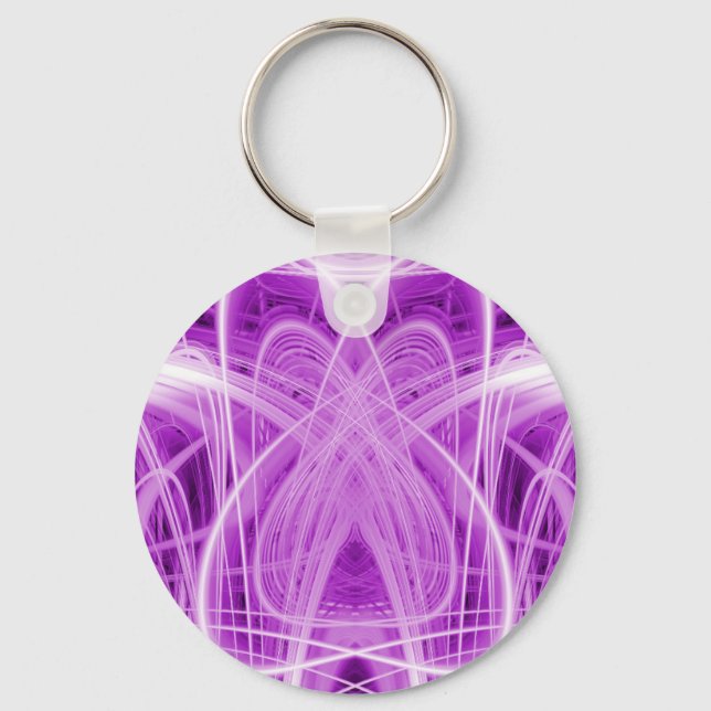 Abstract light trails on a purple background key ring (Front)