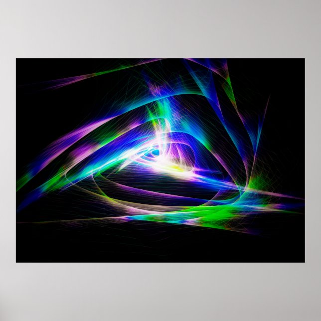 Abstract light waves and black backgroundabstract, poster (Front)