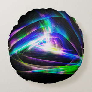 Abstract light waves and black backgroundabstract, round cushion