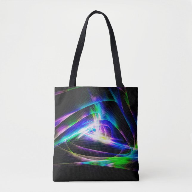 Abstract light waves and black backgroundabstract, tote bag (Front)