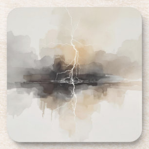 Abstract Lightning in Neutrals Print Coaster