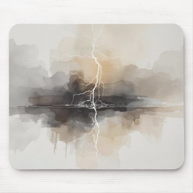 Abstract Lightning in Neutrals Print Mouse Pad (Front)