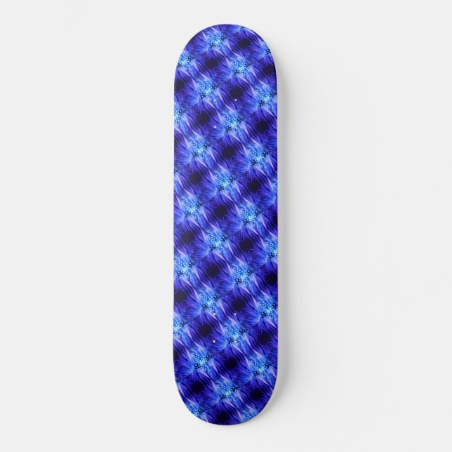 Abstract Lights Neon Blue Skateboard (Front)