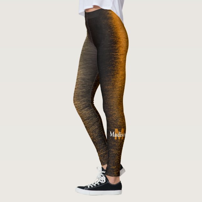 Abstract lights sea shiny bronzed  Monogram Leggings (Left)