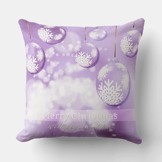 Abstract Lilac Christmas Balls Throw Pillow (Front)