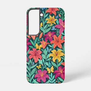 Abstract Lilies Garden Butterflies Samsung Cases