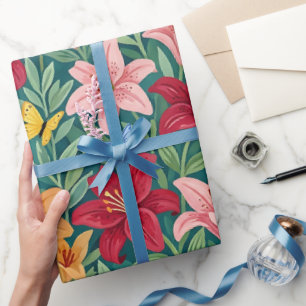 Abstract Lilies Gouache Wrapping Paper