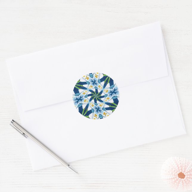 Abstract Lily Flowers Classic Round Sticker (Envelope)