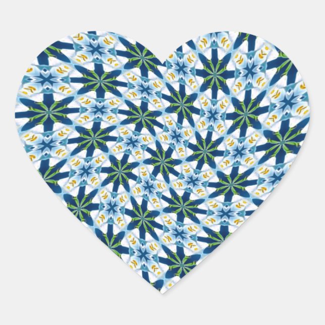 Abstract Lily Flowers Heart Sticker (Front)