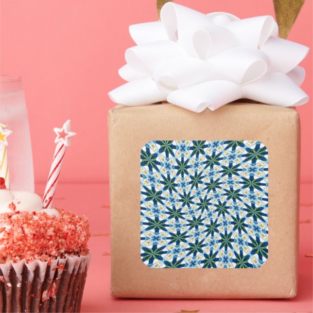 Abstract Lily Flowers Square Sticker (Party)