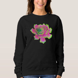 Abstract Lime Green And Pink Sedum Rosette Sweatshirt