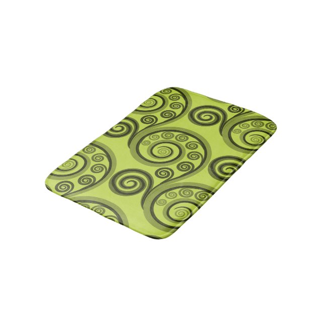 Abstract Lime-Green Fern Leaves Bath Mat (Angled)