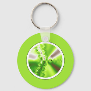 Abstract Lime Green Fractal Key Ring