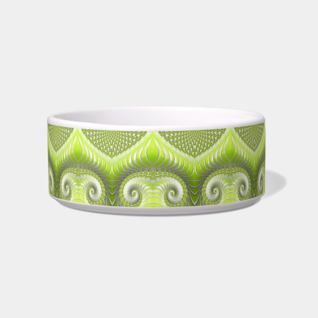 Abstract Lime Green Fractal Pattern Bowl (Front)