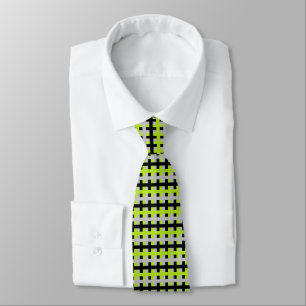 Abstract Lime Green, Silver and Black Tie